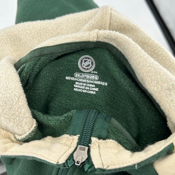 Men's Green NHL Hockey Minnesota Wild 1/4 Quarter Zip Hoodie Sweatshirt 2XL - Picture 2 of 6
